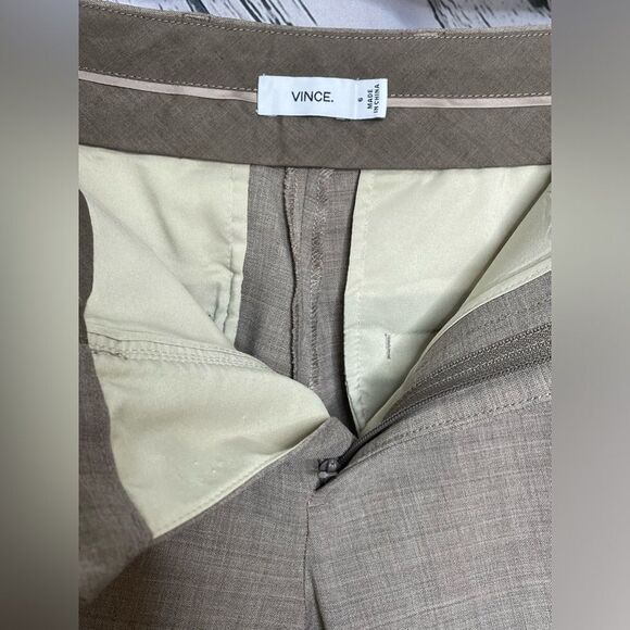 Vince. Wool Blend Trousers Tan Flat Front 6 - Picture 4 of 8